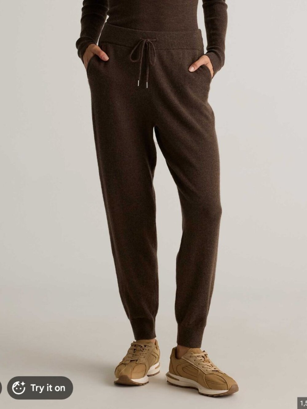 100% Cashmere set Brown Jogger Pants